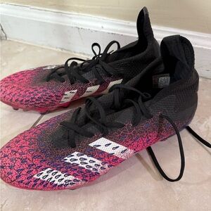 Pink and Black Soccer Cleats
